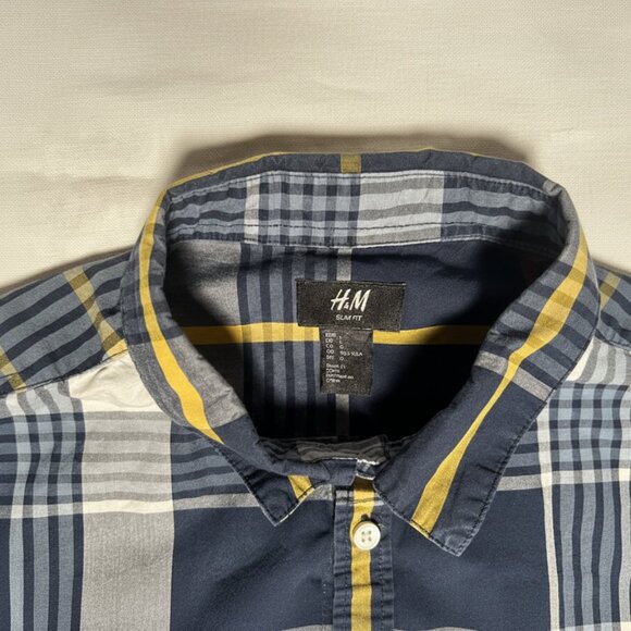 H&M Crew Plaid Long Sleeve Button Down Shirt Size L - Picture 4 of 7
